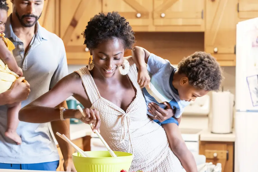 A family baking together in their kitchen