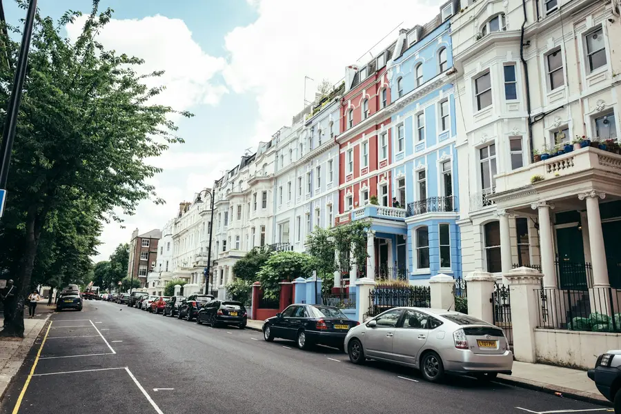 A terrace of painted Victorian houses